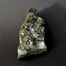 Load image into Gallery viewer, Natural Quartz Crystal Cluster on Green Epidote Matrix • Pakistan Mineral Specimen