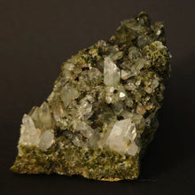 Load image into Gallery viewer, Natural Quartz Crystal Cluster on Green Epidote Matrix • Pakistan Mineral Specimen