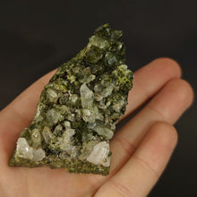 Load image into Gallery viewer, Natural Quartz Crystal Cluster on Green Epidote Matrix • Pakistan Mineral Specimen