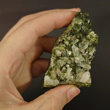 Load image into Gallery viewer, Natural Quartz Crystal Cluster on Green Epidote Matrix • Pakistan Mineral Specimen