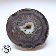 Load image into Gallery viewer, Agate Chalcedony Geode with Druzy Quartz & Hematite Sparkles - Brazil