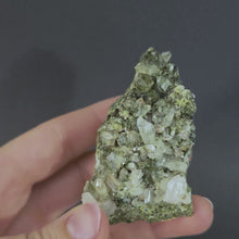 Load and play video in Gallery viewer, Natural Quartz Crystal Cluster on Green Epidote Matrix • Pakistan Mineral Specimen
